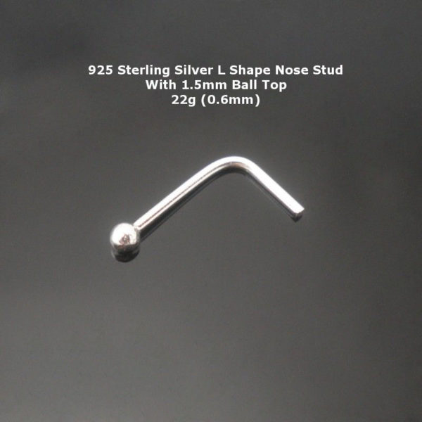 925 Sterling Silver L Shaped Nose Piercing