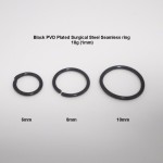 Black PVD Plated Surgical Steel Rings - 18 ga