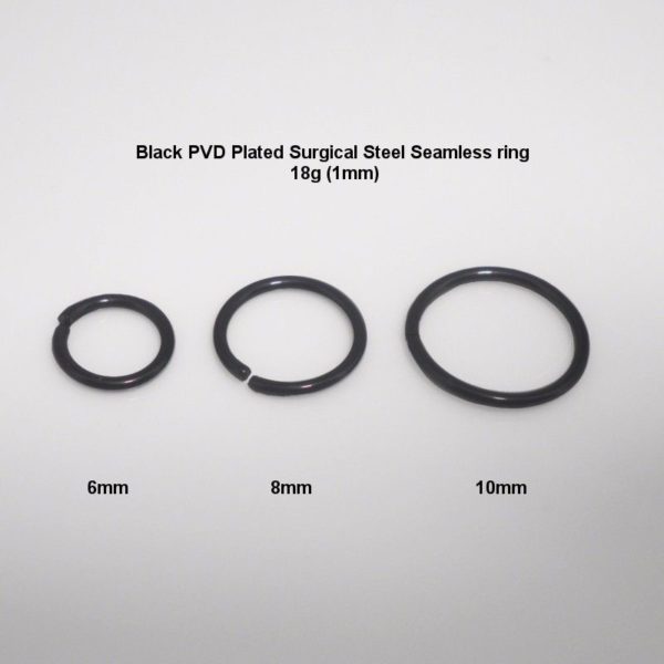 Black PVD Plated Surgical Steel Rings – 18 ga