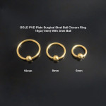 Gold PVD Plated Surgical Steel Ball Closure Ring