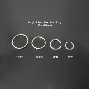 Surgical Steel Rings Hoop Body Piercing Jewellery - 20 ga