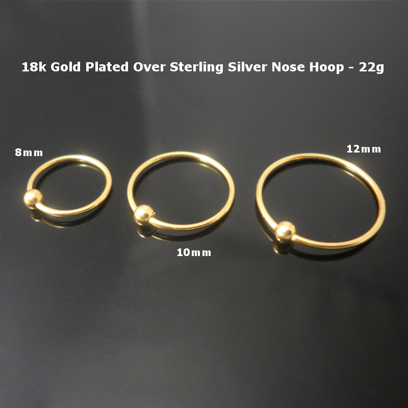 Buy Gold Nose Ring, Nose Piercing, 18k Gold Plated Nose Ring, Silver Nose  Ring Hoop, Thin Nose Piercing Jewelry, Small Nose Ring, 6mm, 7mm ,8mm  Online in India - Etsy