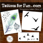 Stick on birds tattoos