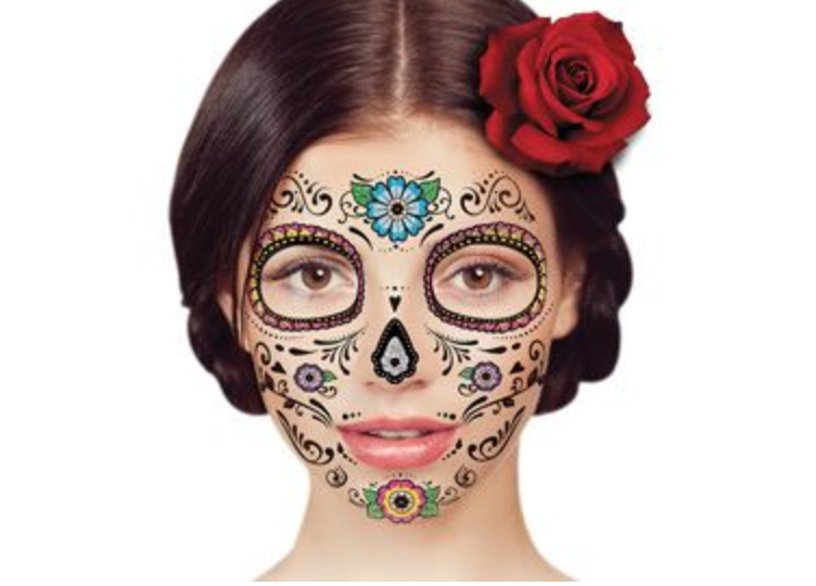 Glitter Flowers Face Mask Tattoo - Tattoos For Fun