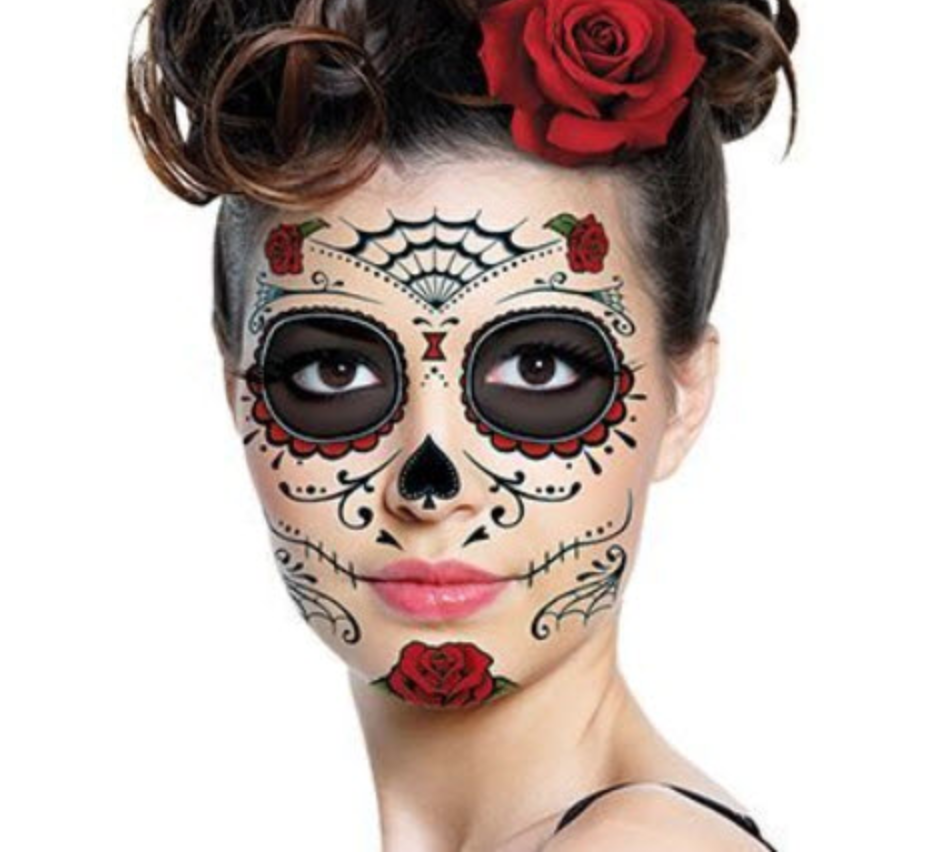 Roses Face Mask Temporary Tattoo - Tattoos For Fun
